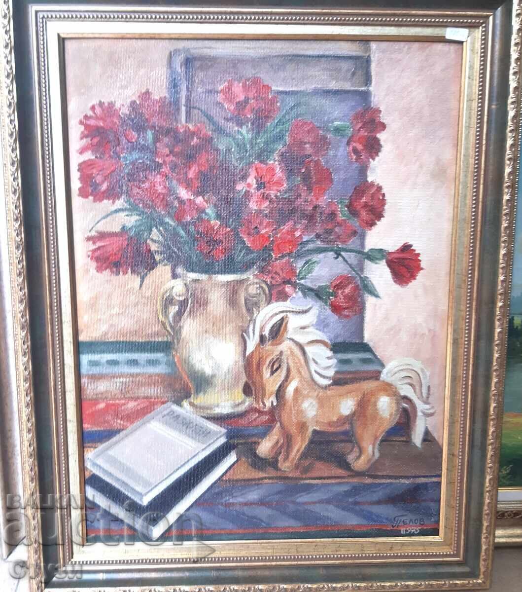 Natură statică de Țvetan Pelov, ulei, 58x43cm