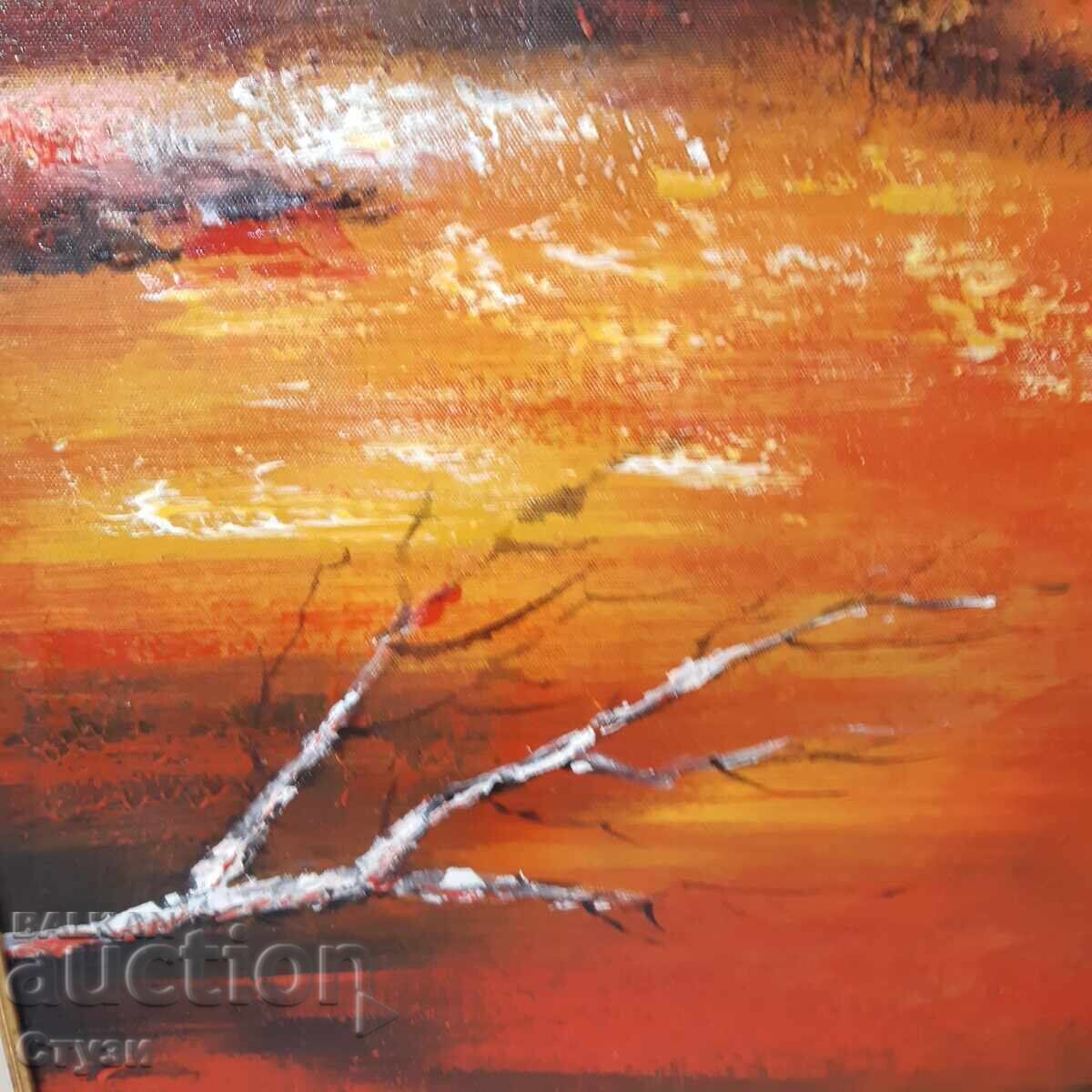 Autumn landscape, oil, 60 x 50 cm-Sale with price € 120.00 | 234.70 BGN