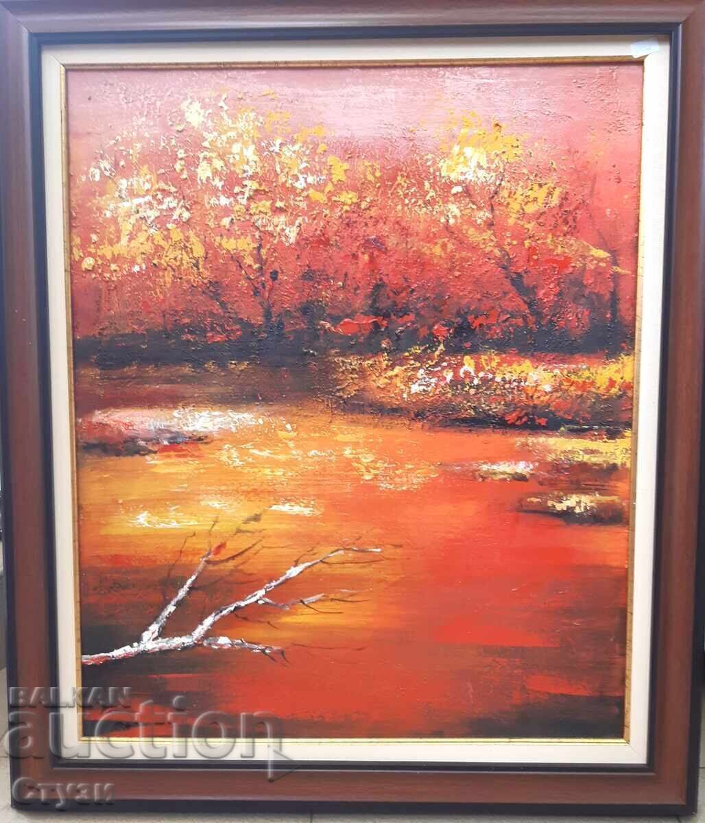 Autumn landscape, oil, 60 x 50 cm-Sale