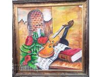 Tablou original "Natură statică", ulei, 50 x 50 cm