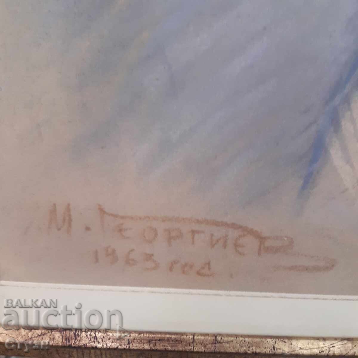 Πορτρέτο-Μαριν Γκεοργκίεφ (1912-2002), παστέλ, 55x45.3 εκ., πιστοποιημένο με τιμή 300.00 BGN | € 153.39