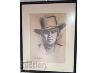 Portrait - Dimitar Arnaudov (1933-1989), charcoal, 32x22.7cm, certified