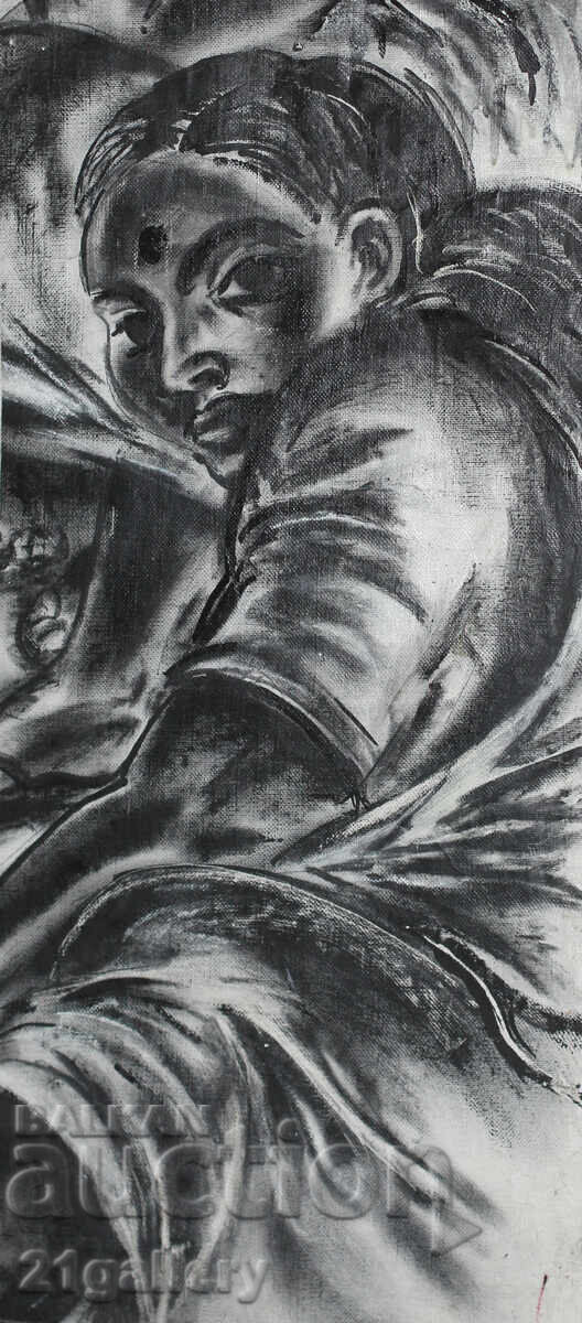 Lyuben Stoev (1939–2016) painting mixed media portrait with price 500.00 BGN | € 255.65 Lyuben Stoev (1939–2016) painting mixed media portrait with price 500.00 BGN | € 255.65