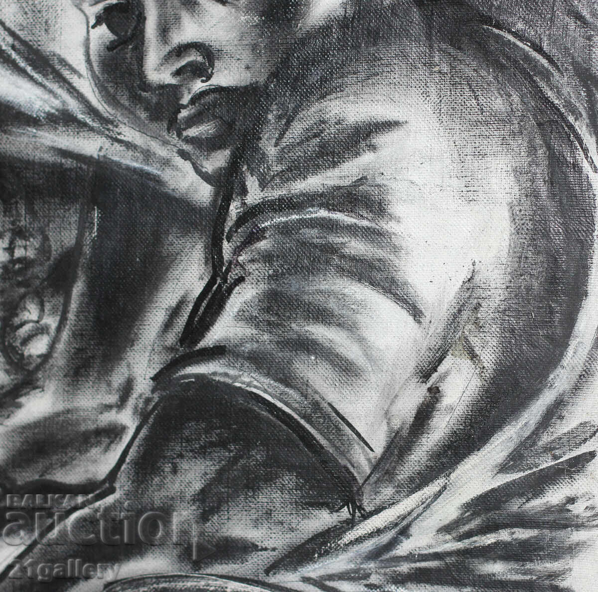 Lyuben Stoev (1939–2016) painting mixed media portrait - 5 Lyuben Stoev (1939–2016) painting mixed media portrait - 5