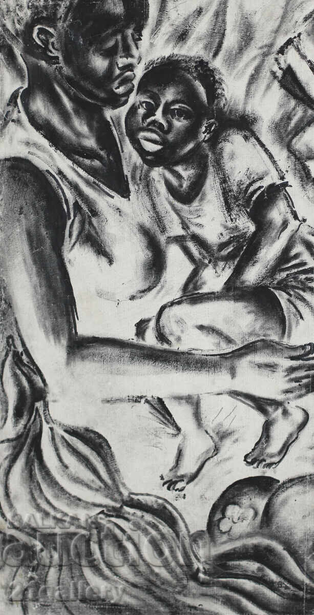 Lyuben Stoev (1939–2016) painting mixed media portrait with price 500.00 BGN | € 255.65 Lyuben Stoev (1939–2016) painting mixed media portrait with price 500.00 BGN | € 255.65