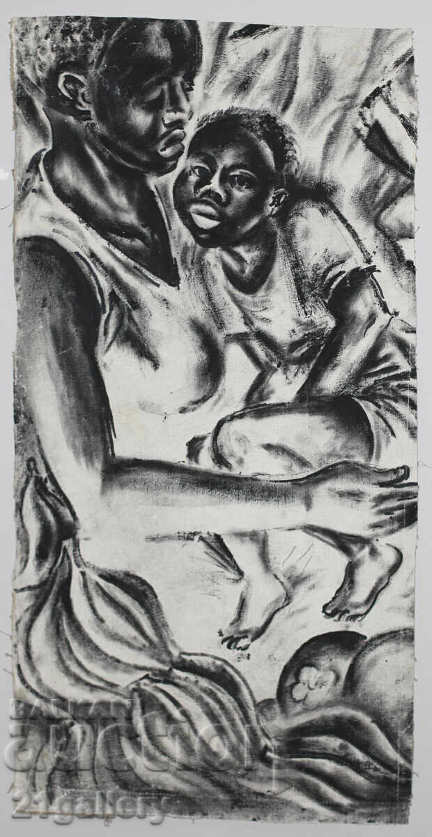 Auction Lyuben Stoev (1939–2016) painting mixed media portrait Auction Lyuben Stoev (1939–2016) painting mixed media portrait