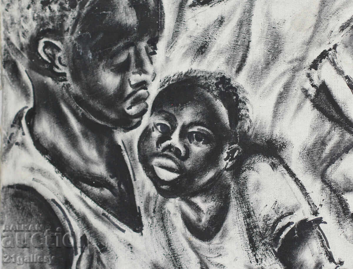 Delivery of Lyuben Stoev (1939–2016) painting mixed media portrait Delivery of Lyuben Stoev (1939–2016) painting mixed media portrait