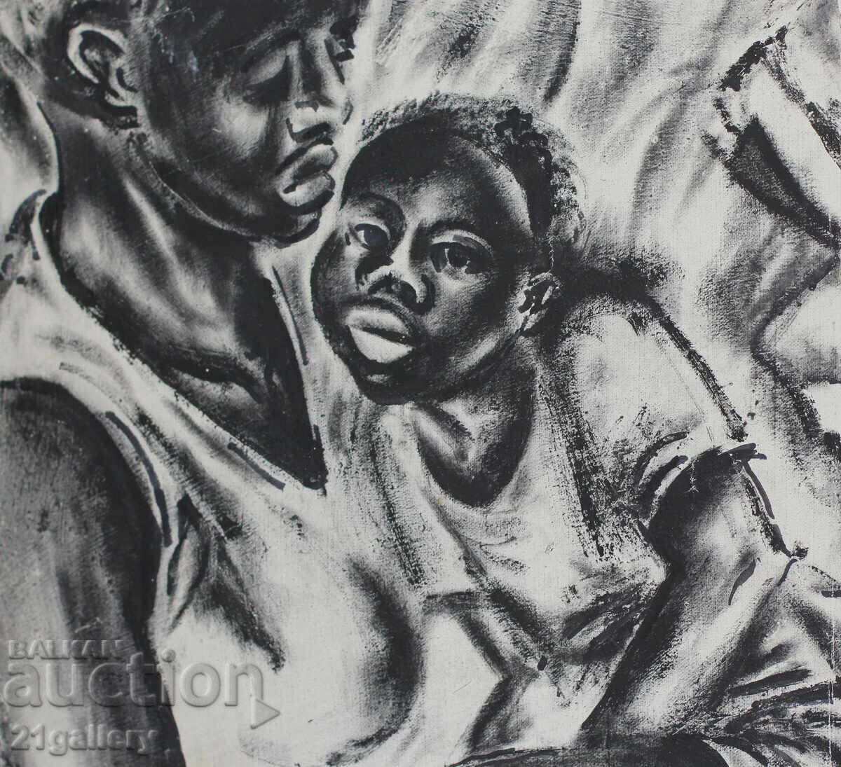 Lyuben Stoev (1939–2016) painting mixed media portrait - 5 Lyuben Stoev (1939–2016) painting mixed media portrait - 5