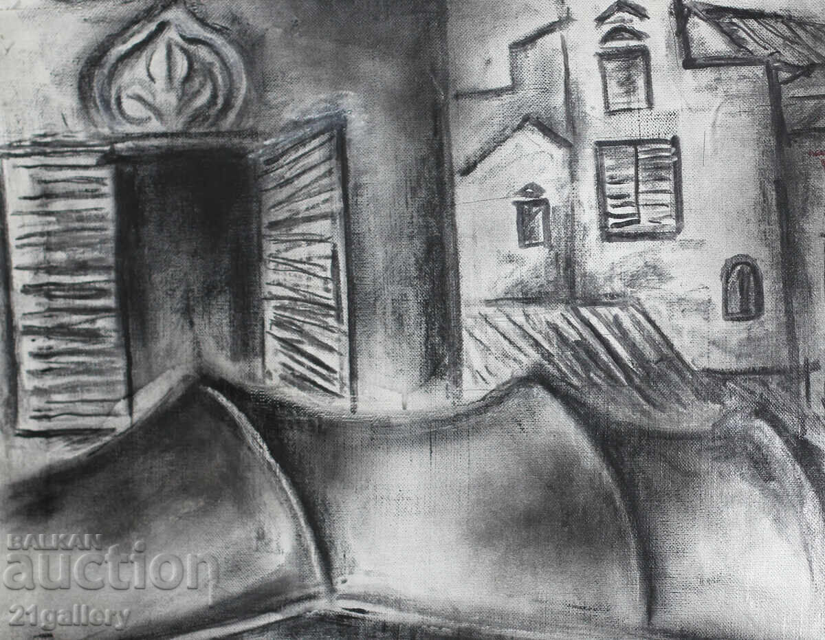 Lyuben Stoev (1939–2016) painting mixed media landscape Lyuben Stoev (1939–2016) painting mixed media landscape