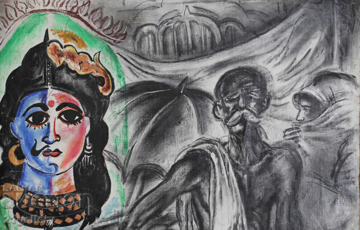 Delivery of Lyuben Stoev (1939–2016) painting mixed media portrait Delivery of Lyuben Stoev (1939–2016) painting mixed media portrait