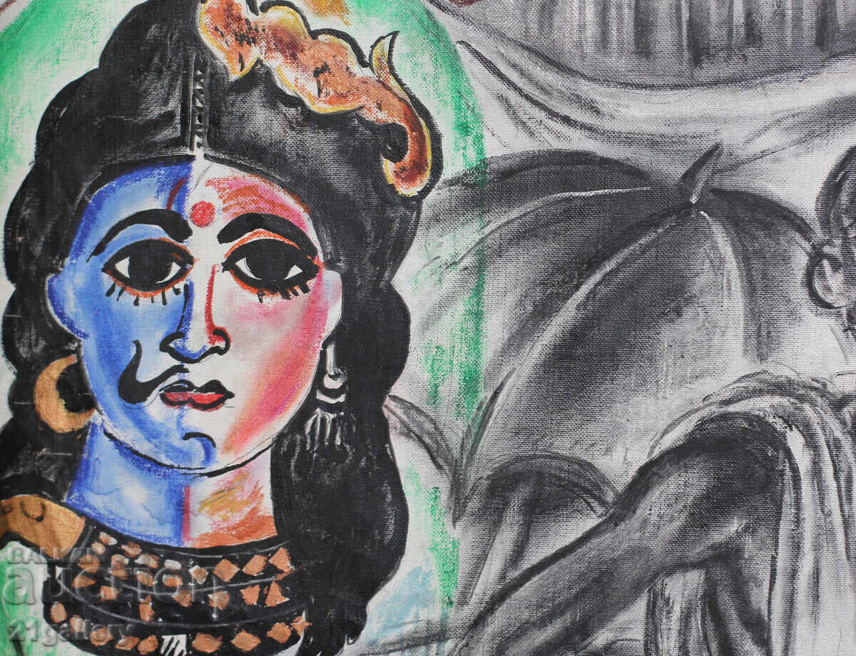 Lyuben Stoev (1939–2016) painting mixed media portrait - 5 Lyuben Stoev (1939–2016) painting mixed media portrait - 5