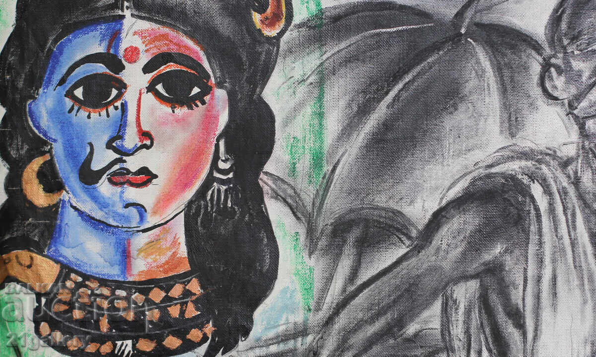 Lyuben Stoev (1939–2016) painting mixed media portrait - 6 Lyuben Stoev (1939–2016) painting mixed media portrait - 6