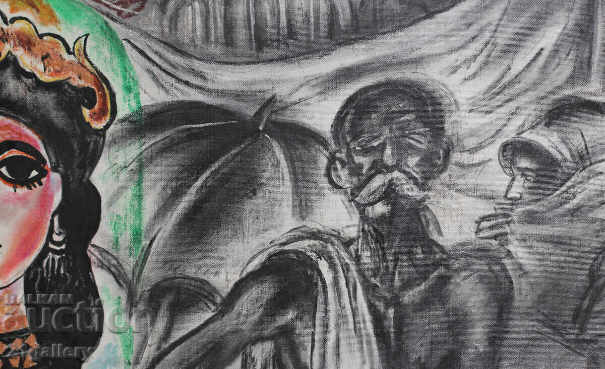 Lyuben Stoev (1939–2016) painting mixed media portrait - 7 Lyuben Stoev (1939–2016) painting mixed media portrait - 7