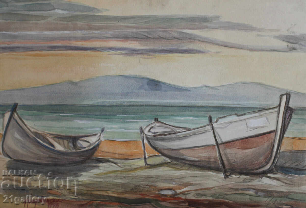 Петър Ладовински Морски пейзаж 1998г. с цена 250.00 лв. | € 127.82