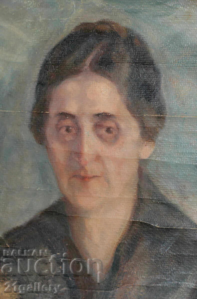 Tablou vechi, ulei pe pânză, portret cu preț 300.00 BGN | € 153.39 Tablou vechi, ulei pe pânză, portret cu preț 300.00 BGN | € 153.39