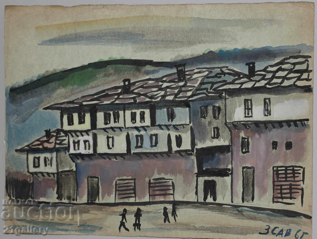 Auction Zahari Savov (1944 - 2025) Landscape watercolor 1965 Auction Zahari Savov (1944 - 2025) Landscape watercolor 1965