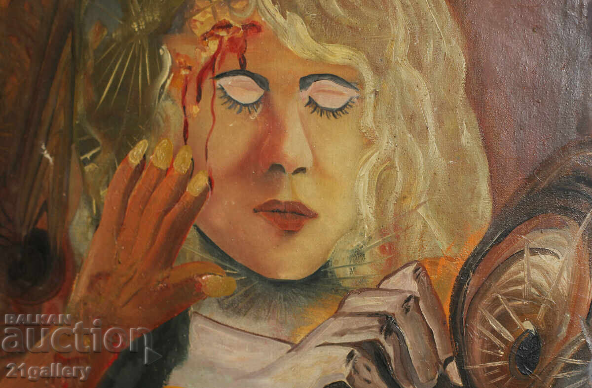 Vladimir Nikolov (1947–) tablou ulei portret 1973g - 5