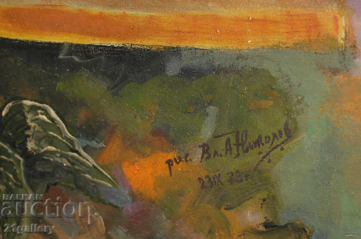 Vladimir Nikolov (1947–) tablou ulei portret 1973g - 7