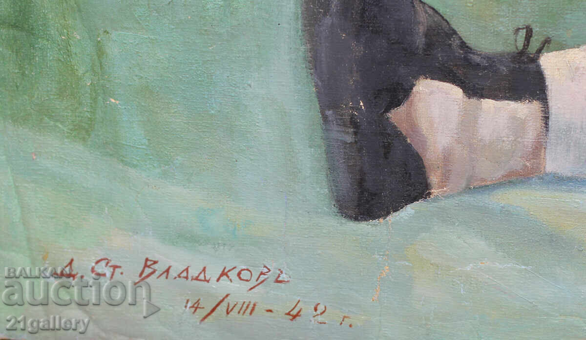 Doncho Vladkov Oil Painting Portrait Signed 1942 - 7 Doncho Vladkov Oil Painting Portrait Signed 1942 - 7