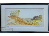 Prof. Petăr Chuhovski (1922-1995) tuș/acuarelă peisaj 1992