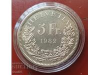 Ελβετία 5 φράγκα 1982 UNC - επετειακό