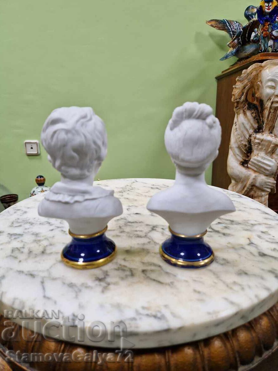 Pair of Unique Italian Capodimonte Porcelain Busts - 7 Pair of Unique Italian Capodimonte Porcelain Busts - 7