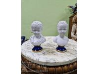 Чифт Уникални италиански порцеланови бюстове Capodimonte