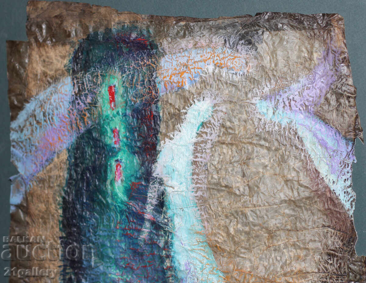 Παράδοση Αφηρημένη σύνθεση, ακουαρέλα / κολάζ, υπογεγραμμένη 2004