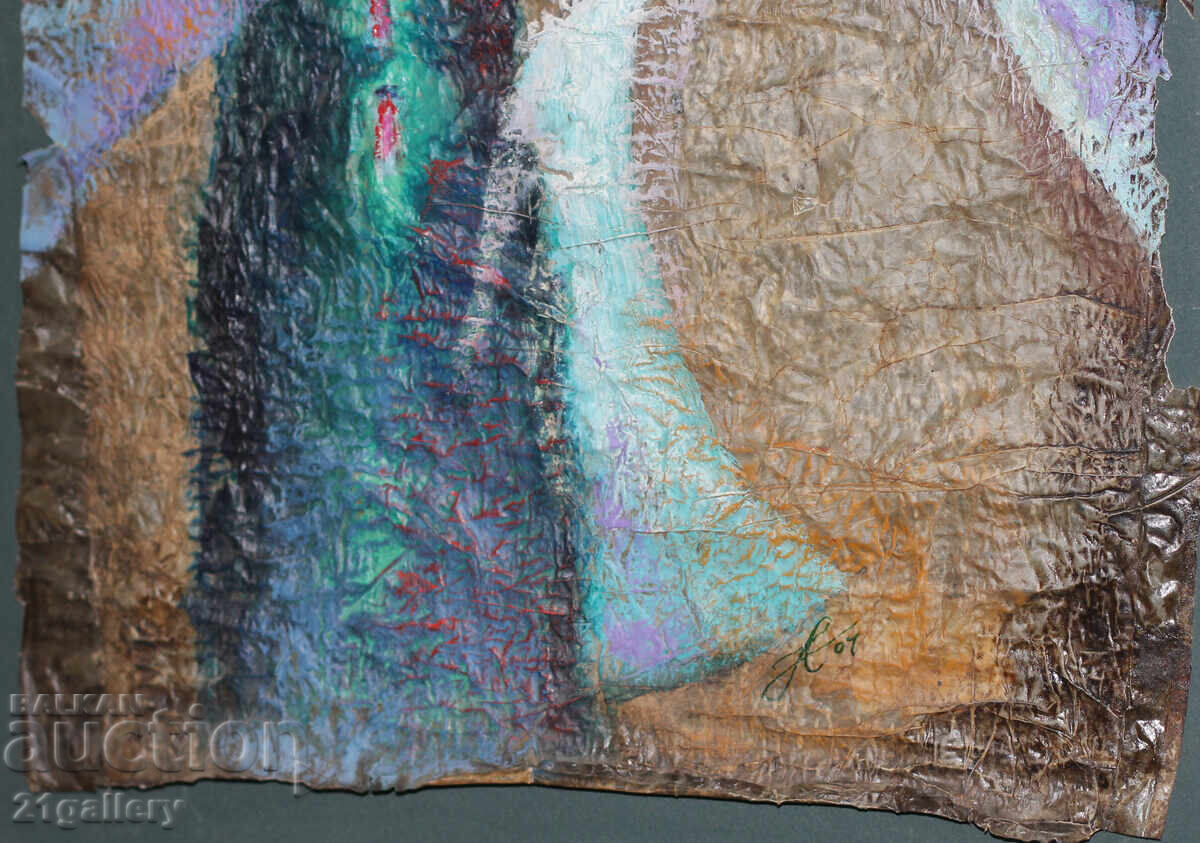 Αφηρημένη σύνθεση, ακουαρέλα / κολάζ, υπογεγραμμένη 2004 - 6