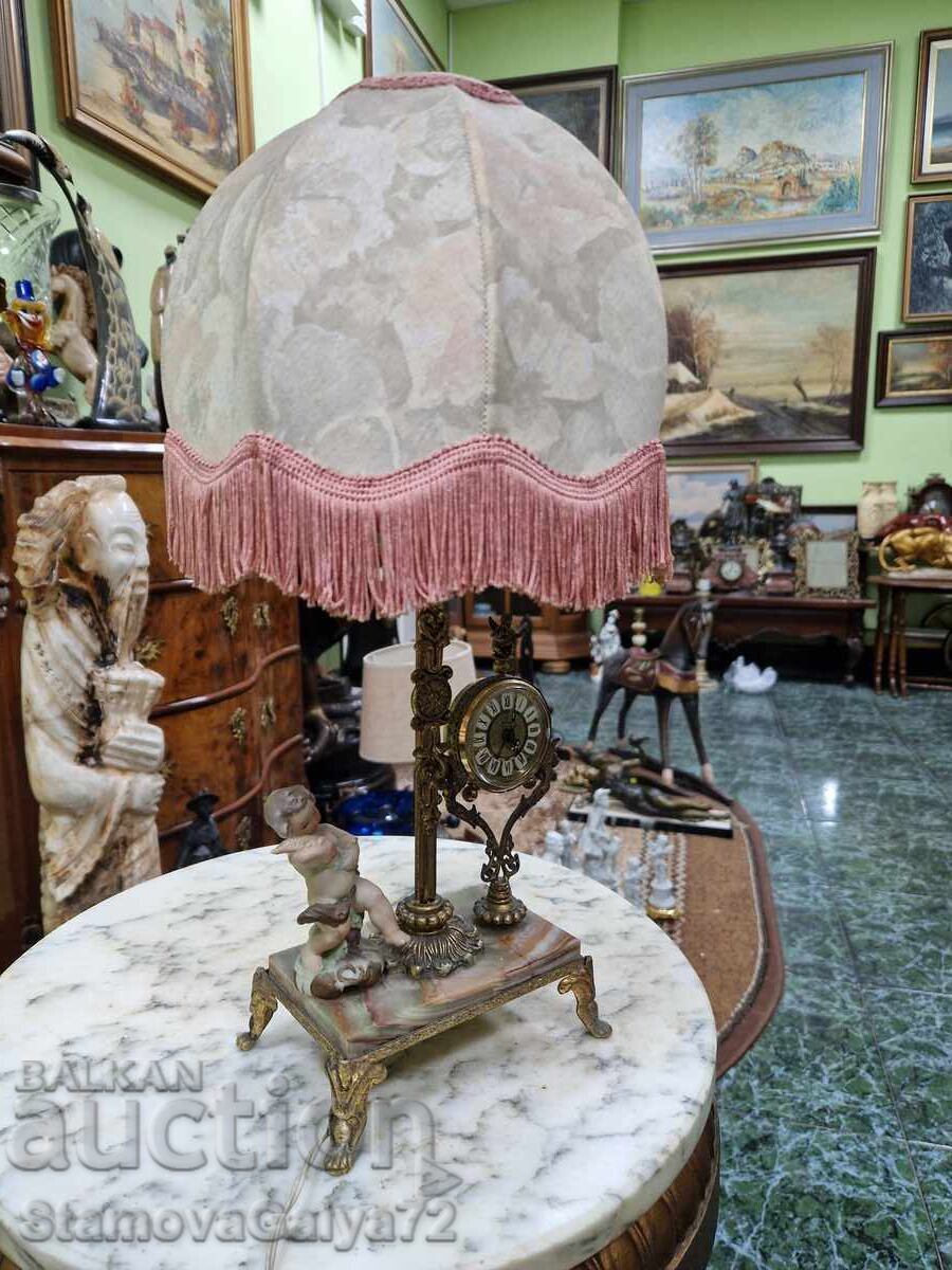 Прекрасна антикварна френска настолна лампа с часовник - 6 Прекрасна антикварна френска настолна лампа с часовник - 6