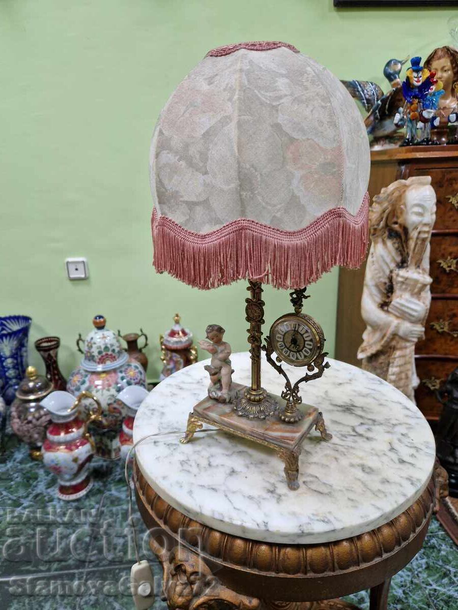Прекрасна антикварна френска настолна лампа с часовник - 7 Прекрасна антикварна френска настолна лампа с часовник - 7