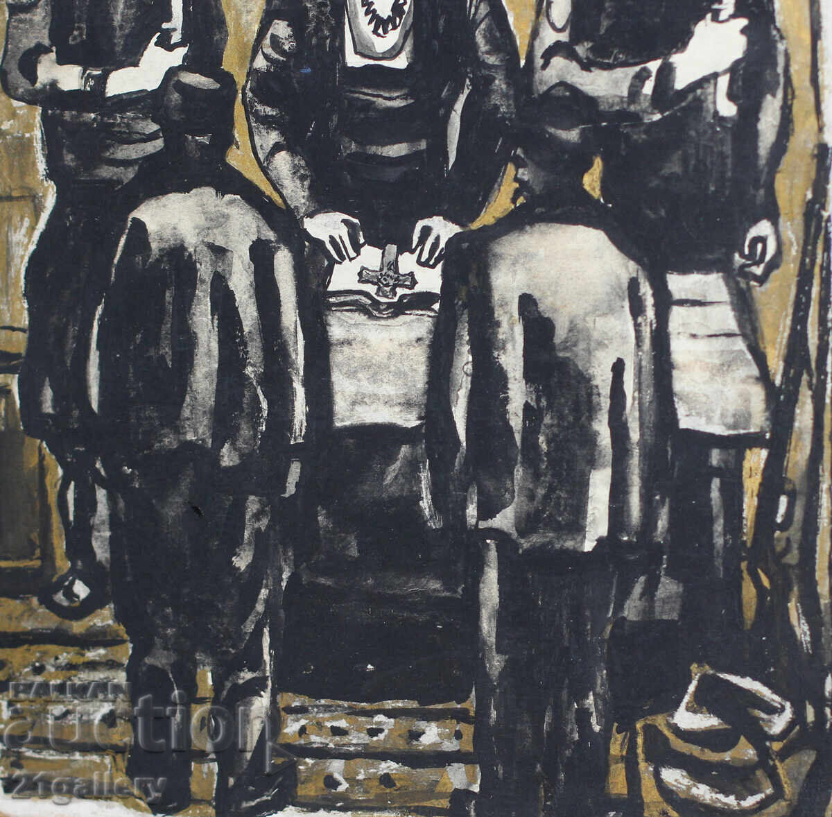 Gouache painting, figurative composition, Oath - 6 Gouache painting, figurative composition, Oath - 6