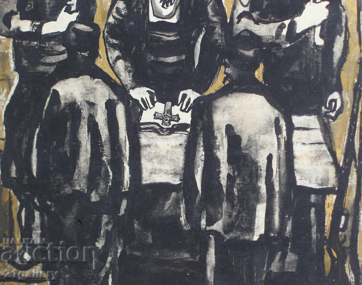 Gouache painting, figurative composition, Oath - 7 Gouache painting, figurative composition, Oath - 7