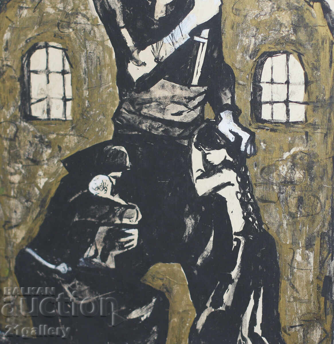 Gouache painting, figurative composition, Farewell - 6 Gouache painting, figurative composition, Farewell - 6