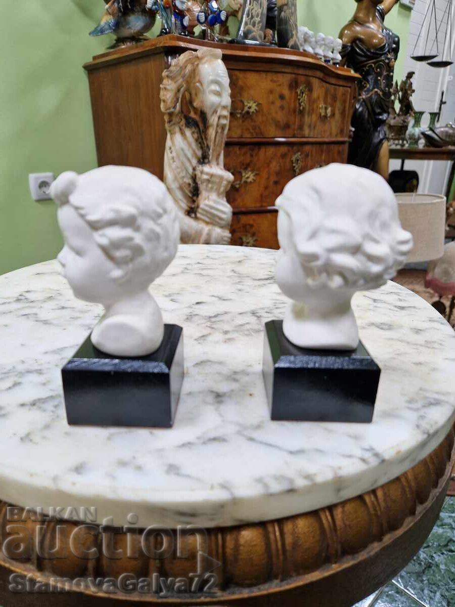 Unique pair of antique Goebel porcelain busts - 6