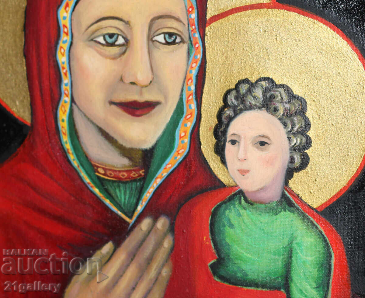 Antique painting of the Holy Mother with the Infant, icon - 5 Antique painting of the Holy Mother with the Infant, icon - 5