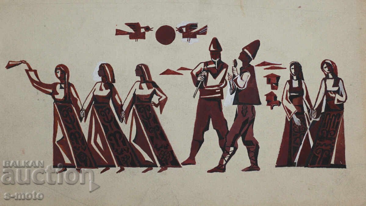 Παλιά γκουάς ζωγραφική Horo - 5 Παλιά γκουάς ζωγραφική Horo - 5