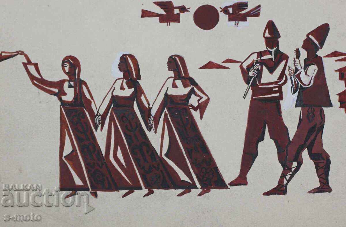 Παλιά γκουάς ζωγραφική Horo - 6 Παλιά γκουάς ζωγραφική Horo - 6