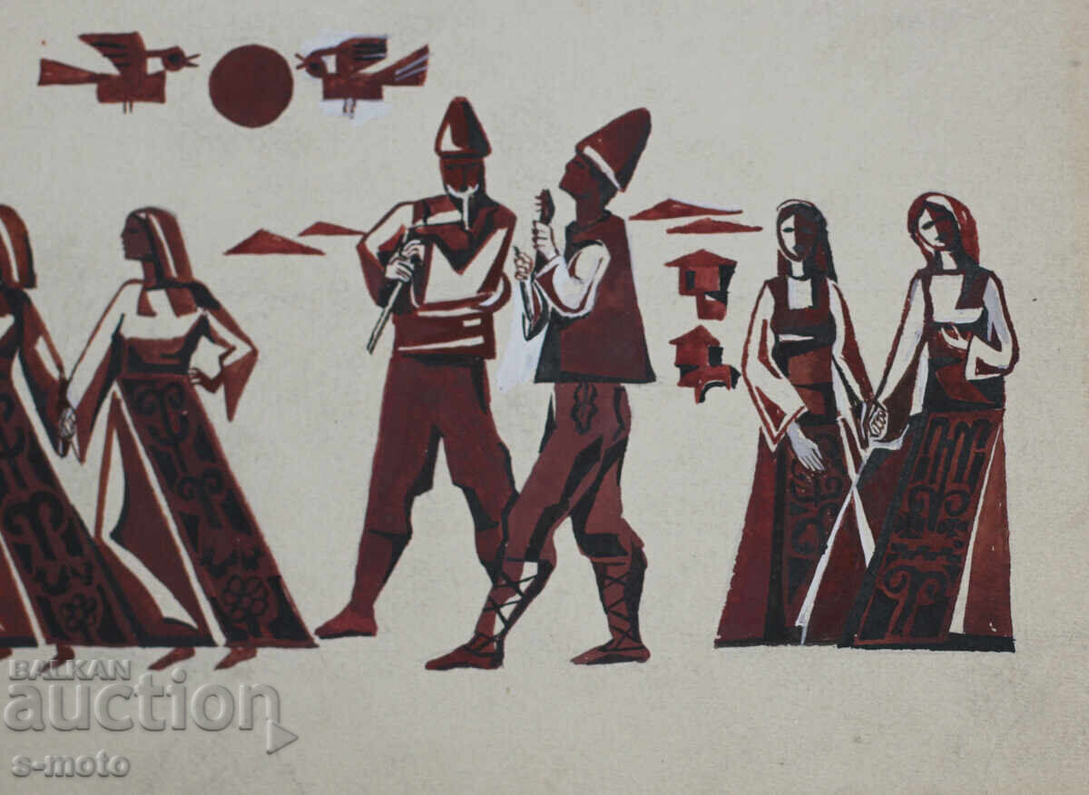 Παλιά γκουάς ζωγραφική Horo - 7 Παλιά γκουάς ζωγραφική Horo - 7