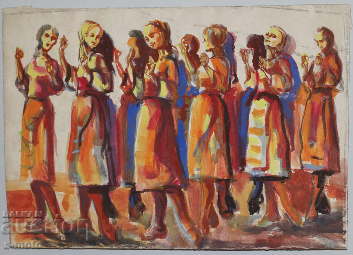 Аукцион Стара картина акварел хоро