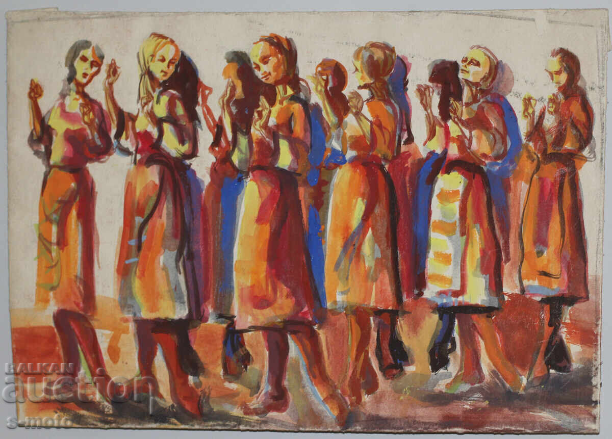 Доставка на Стара картина акварел хоро