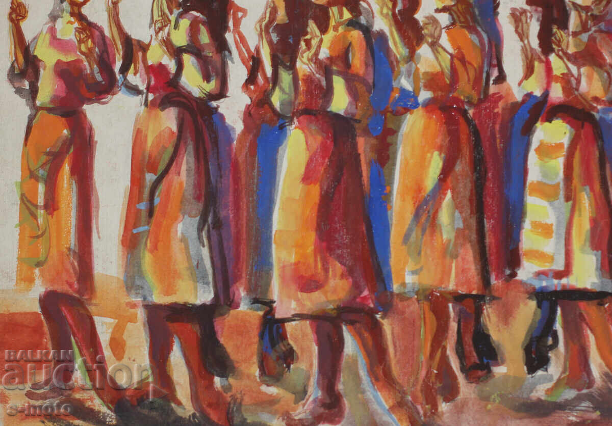 Стара картина акварел хоро - 5