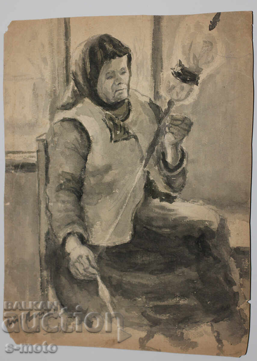 Δημοπρασία Λιούμπεν Πράσκοφ (1931–2007) ακουαρέλα πορτρέτο 1955