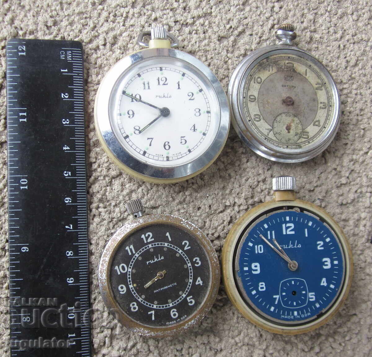 UMF RUHLA lot of four pocket watches, watches for parts - 7