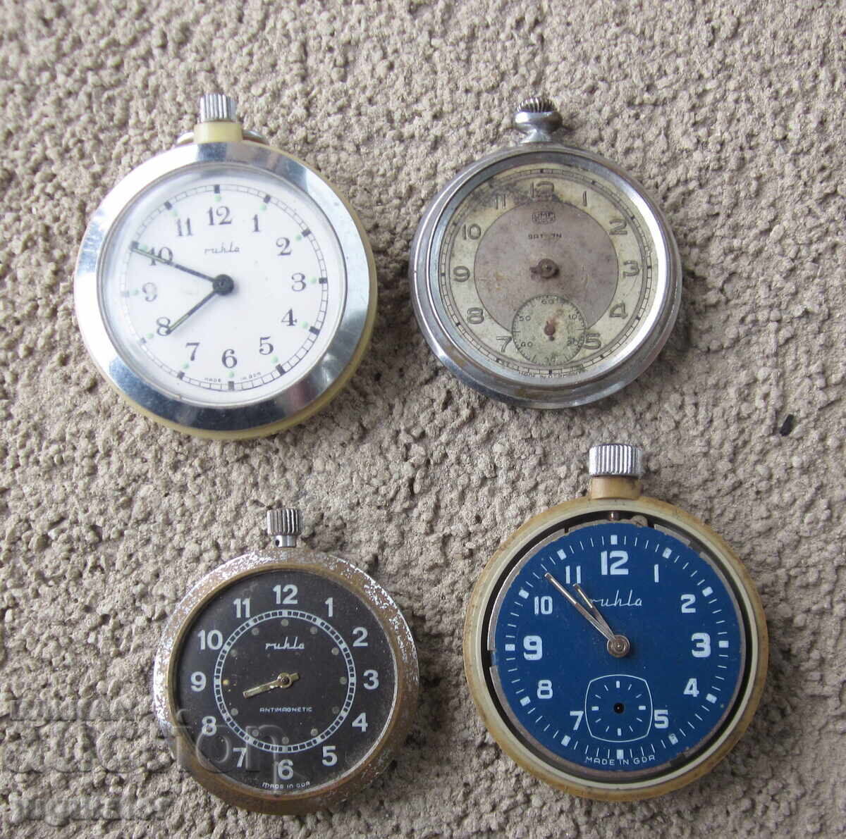 UMF RUHLA lot of four pocket watches, watches for parts