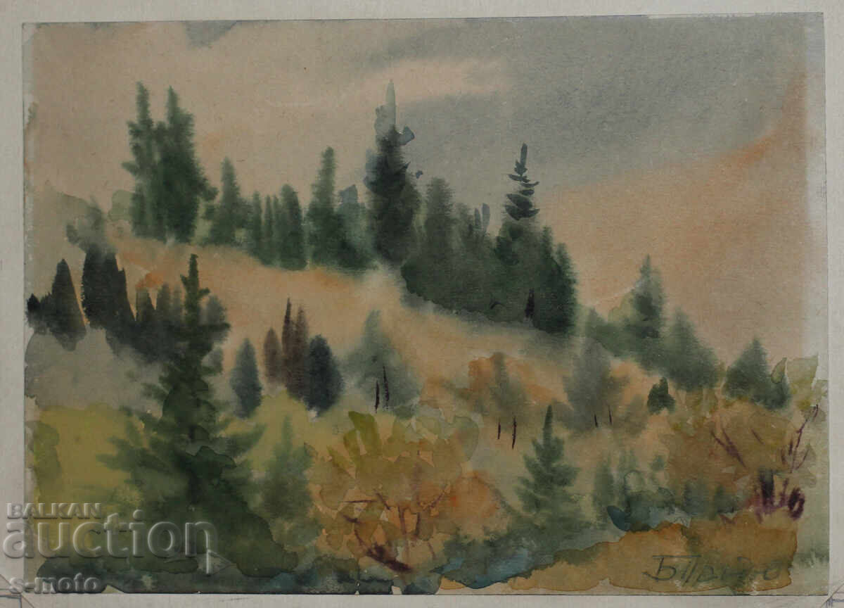 Blagoy Pandov acuarelă peisaj 1955 cu preț 200.00 BGN | € 102.26