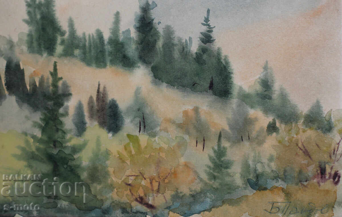 Blagoy Pandov acuarelă peisaj 1955 - 6