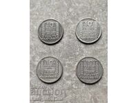 Lot de 4 monede de argint de 10 franci