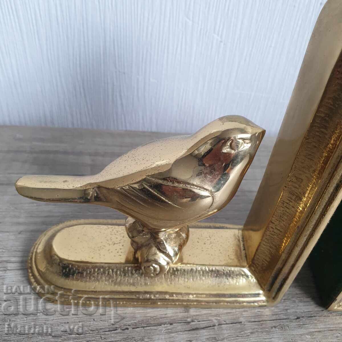 Δύο παλιά μπρούτζινα διαχωριστικά βιβλίων με πουλιά με τιμή 130.00 BGN | € 66.47