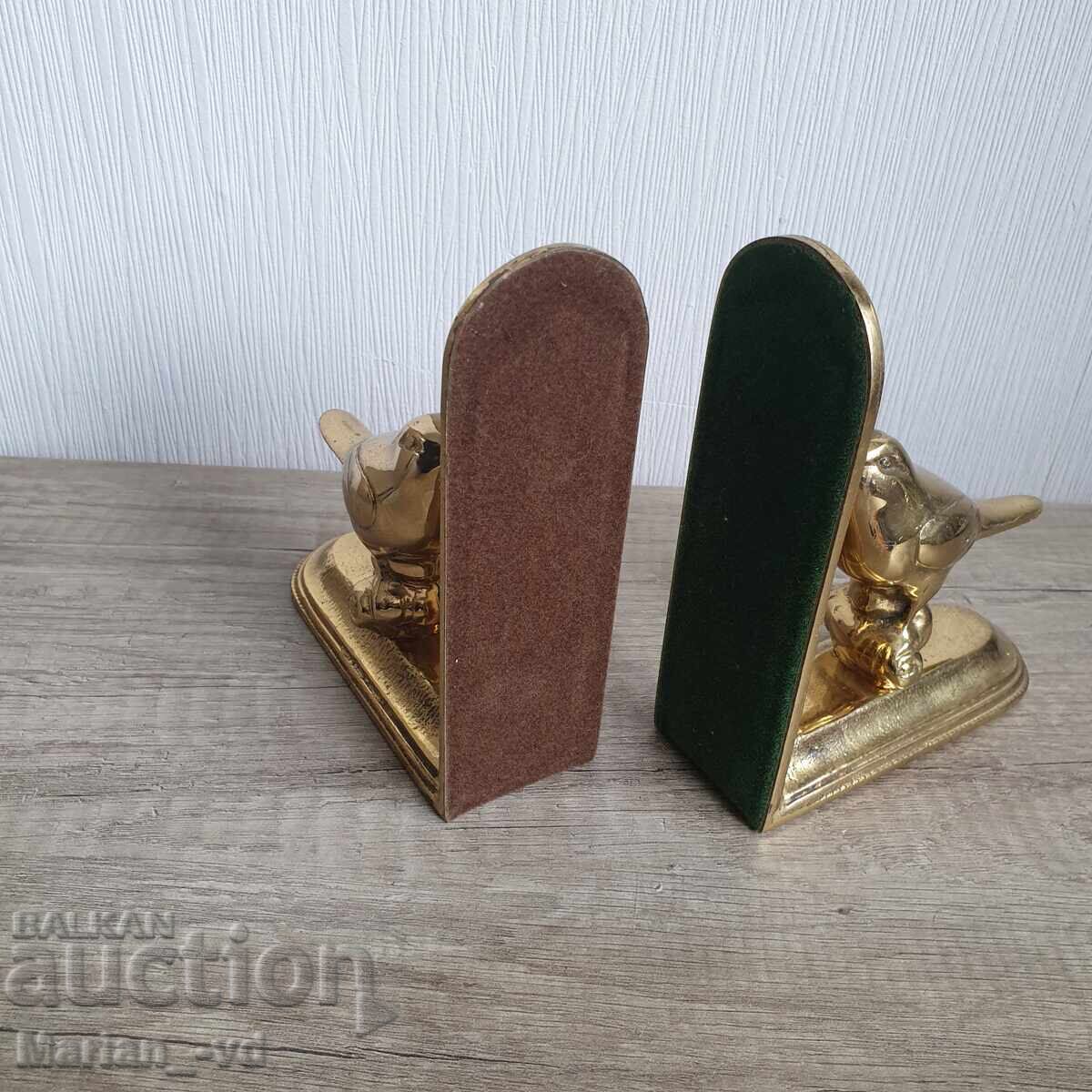 Δημοπρασία Δύο παλιά μπρούτζινα διαχωριστικά βιβλίων με πουλιά